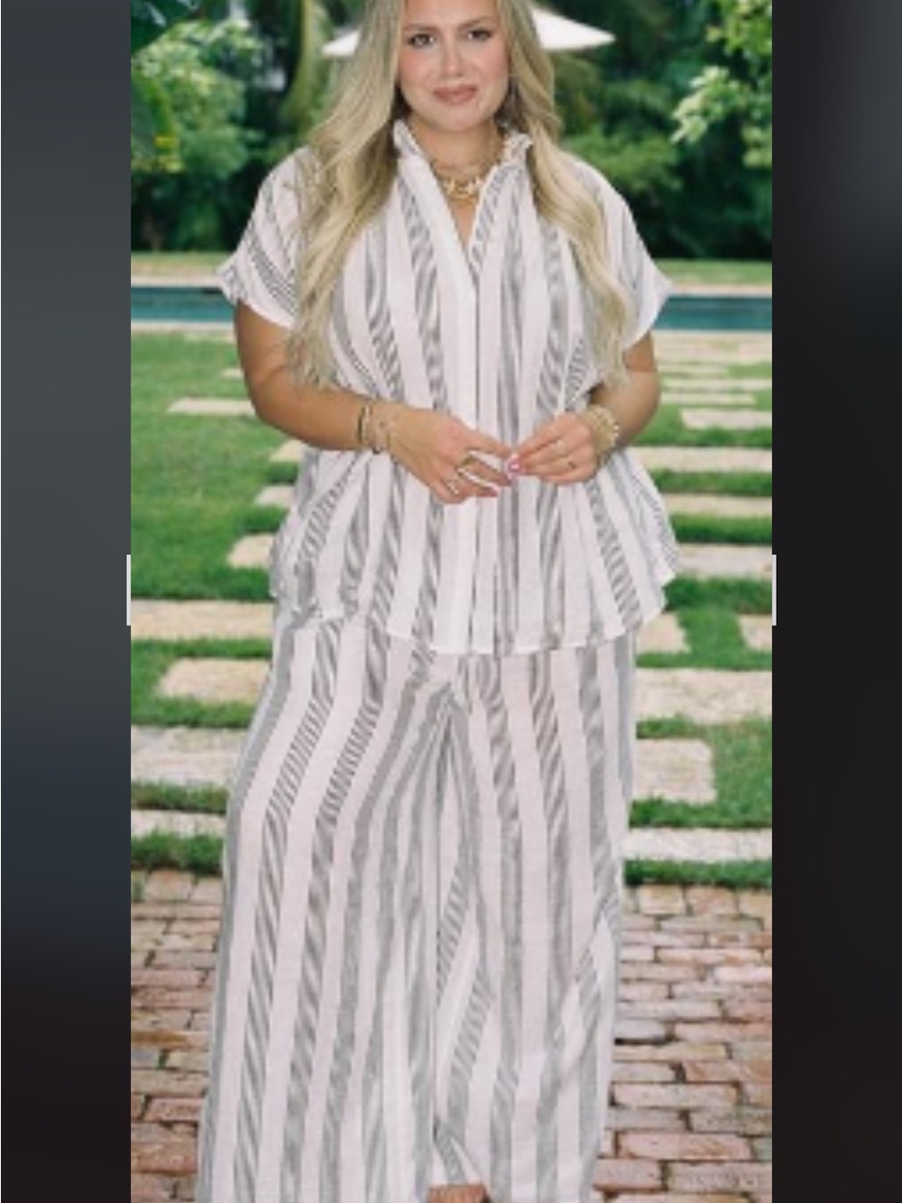 torrid White and Gray Striped Pantsuit